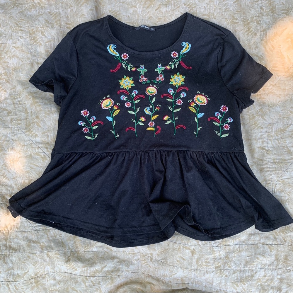 Black peplum shirt
